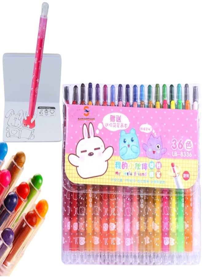 SAMVARDHAN Coloring Kit Twistable Shades Rolling-Crayon Set Coloring Kit For Kids Crayons Pen For Drawing/School Kids/Boys/Girls/Birthday Gifts, Ink Multicolor (36) - Image 1
